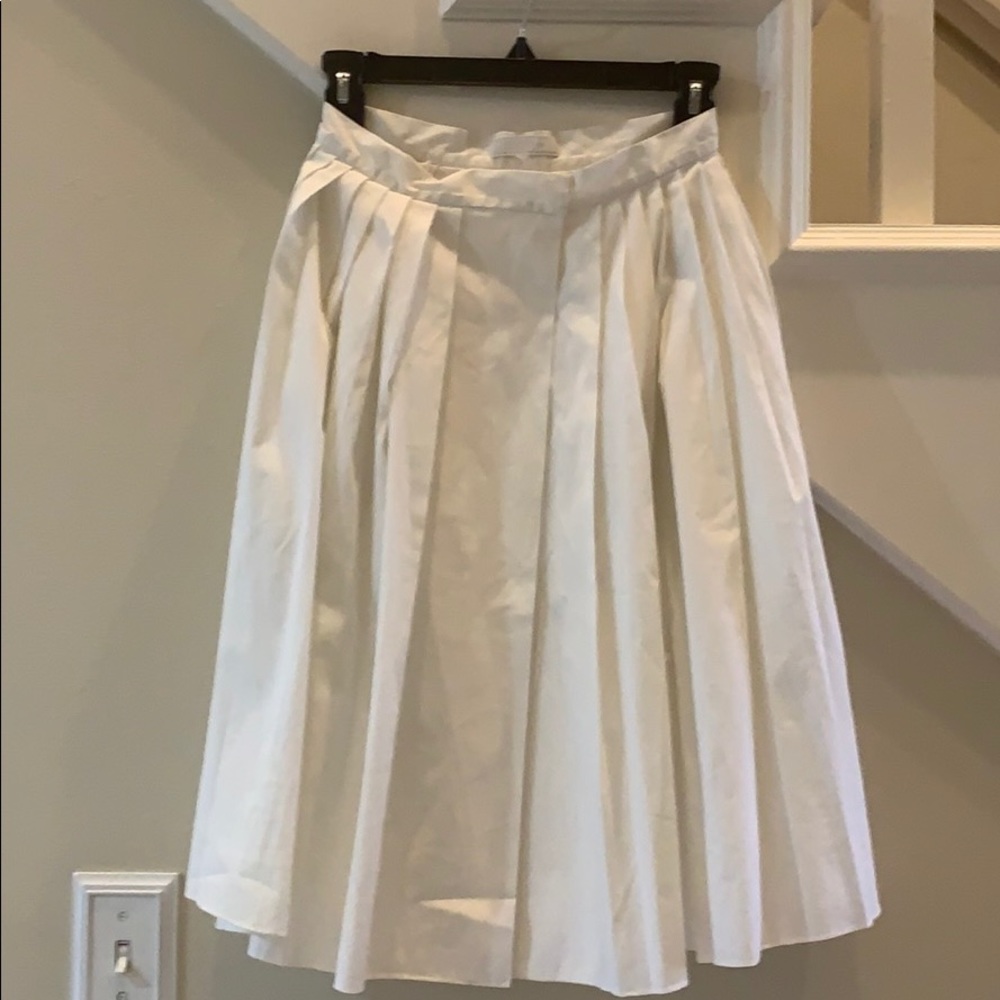 PRADA White Wrap Pleated Midi Knee Skirt XS S 2